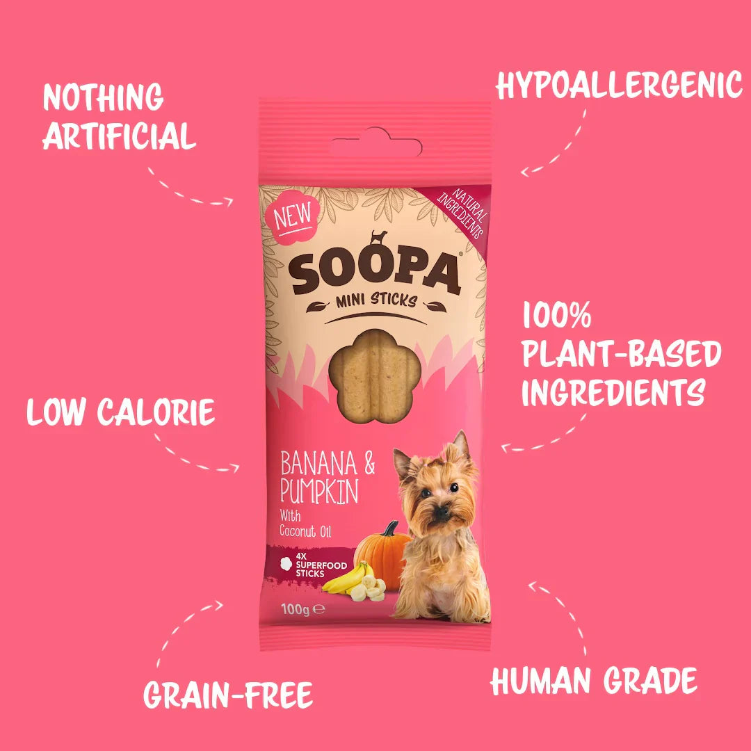 Soopa Banana & Pumpkin | Dental Sticks for Mini Dogs